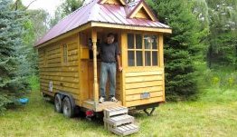 Jonathan Bellows with his tiny home